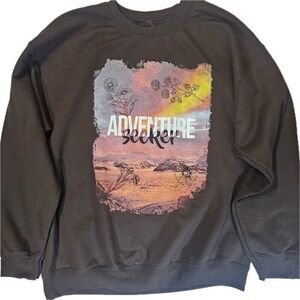 Trust The Universe Adventure Seeker Sweatshirt Womens Large Black Positive Vibes